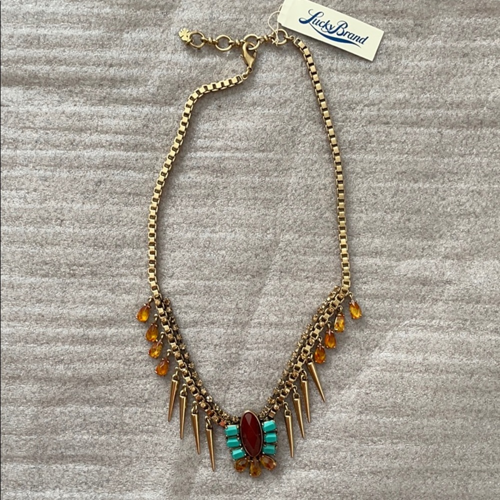 Lucky Brand Gold Multi Stone Necklace